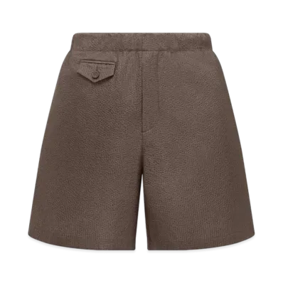 Dior Men's Bermuda Shorts with Elastic Waist Silk-Blend Seersucker "Brown"