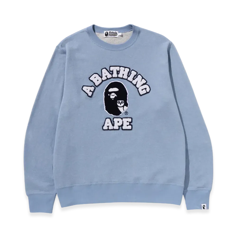 A BATHING APE x OVO College Crewneck "Light Indigo"
