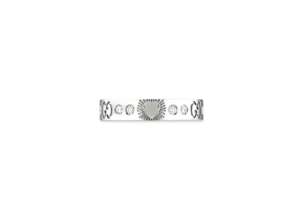 GUCCI Icon 18K Hearts Ring With Diamonds