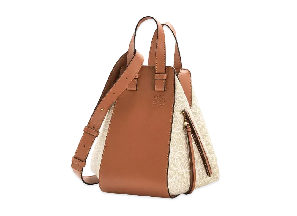 ロエベ ハンモックバッグ スモール (アナグラムジャカード&カーフ) "エクリュ/タン" A538S35X29 0010563344