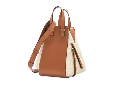 LOEWE Small Hammock Bag In Anagram Jacquard And Calfskin "Ecru/Tan"