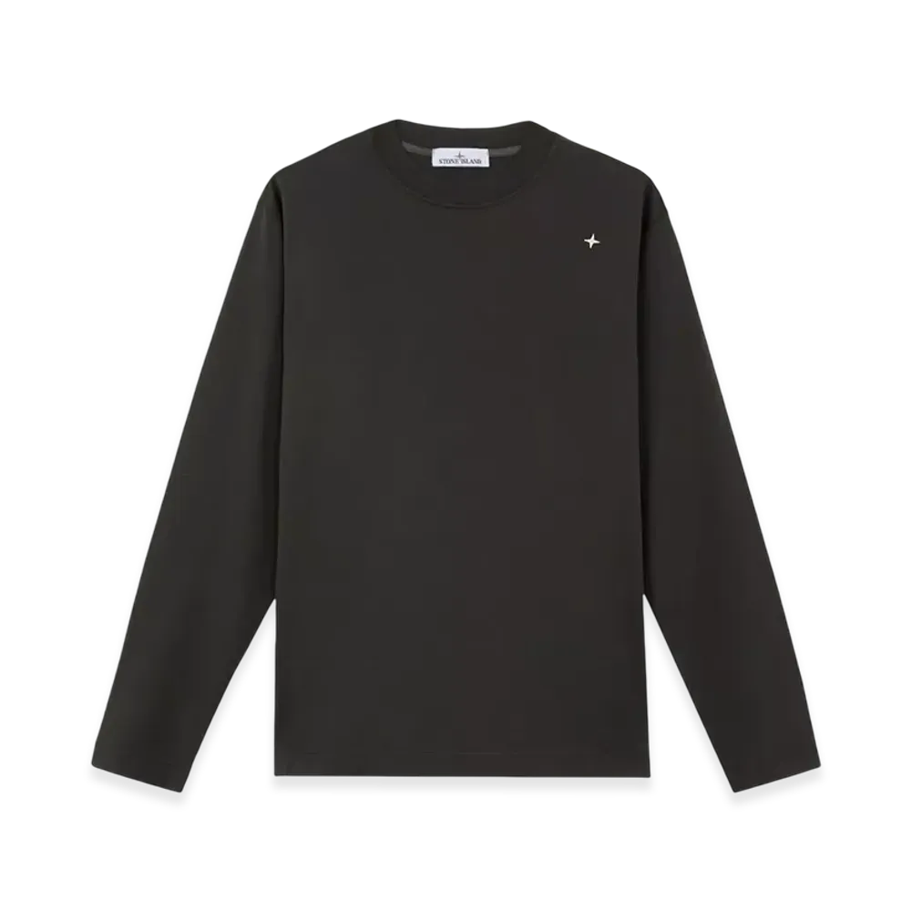 Stone Island 211G3 60/2 Mercerized Cotton Jersey Stone Island Stellina Long-Sleeve T-Shirt with Embroidery - 24FW "Lead Grey"