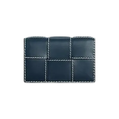 Bottega Veneta Cassette Business Card Case "Deep Blue/Natural"