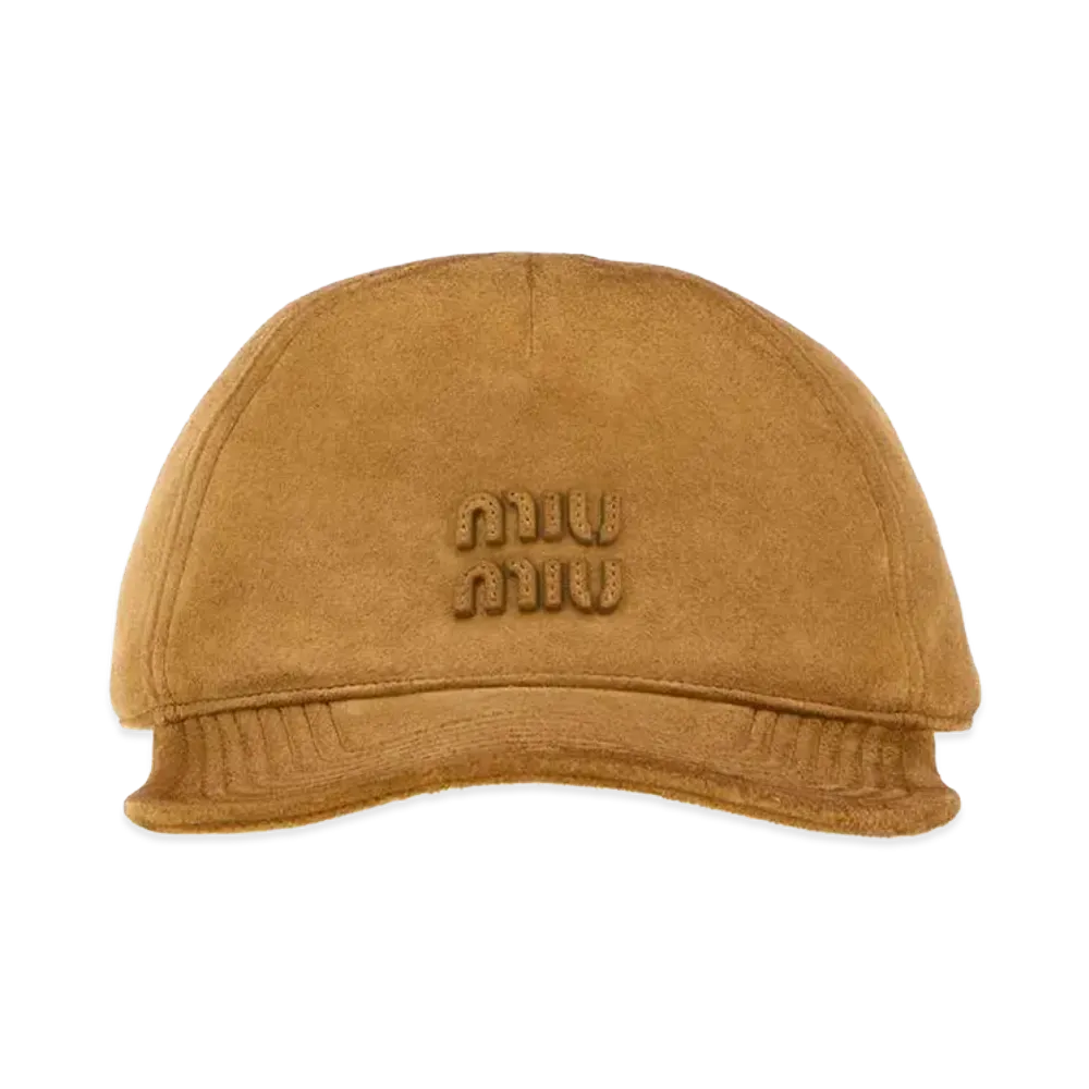 MIU MIU Women's Suede Baseball Cap "Beige/Camel"