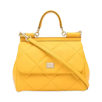 Dolce&Gabbana Sicily Bag Medium Matrasse Aria Calfskin "Yellow"