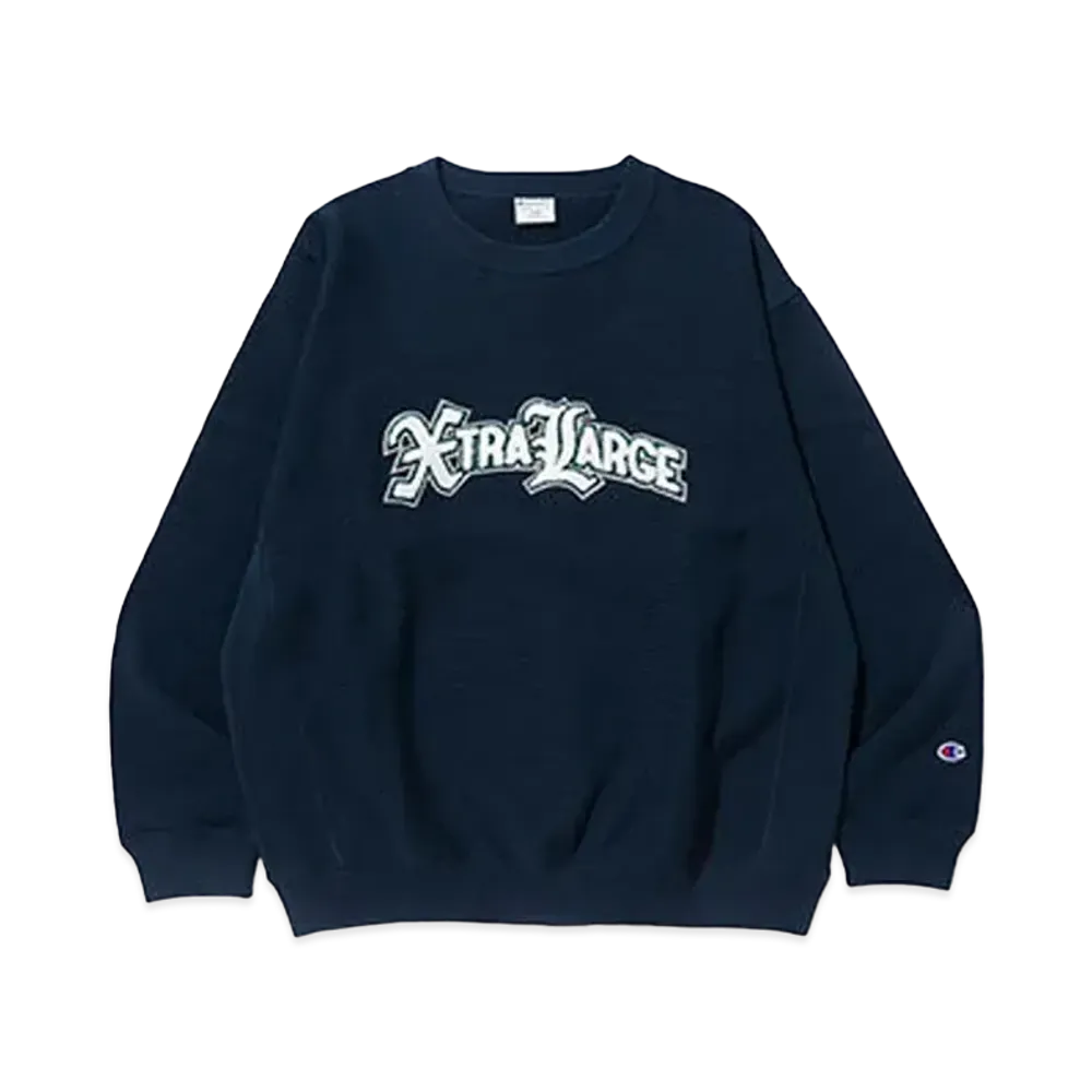 XLARGE x Champion Reversible Weave Crewneck Sweat "Navy"