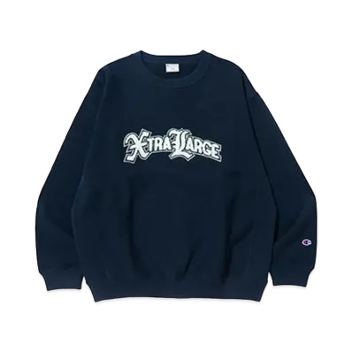 XLARGE x Champion Reversible Weave Crewneck Sweat "Navy"