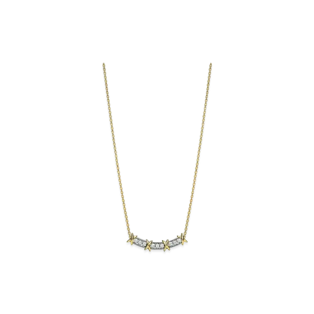 Tiffany & Co. Sixteen Stone Narrow Pendant with Diamonds "Platinum/18K Yellow Gold"