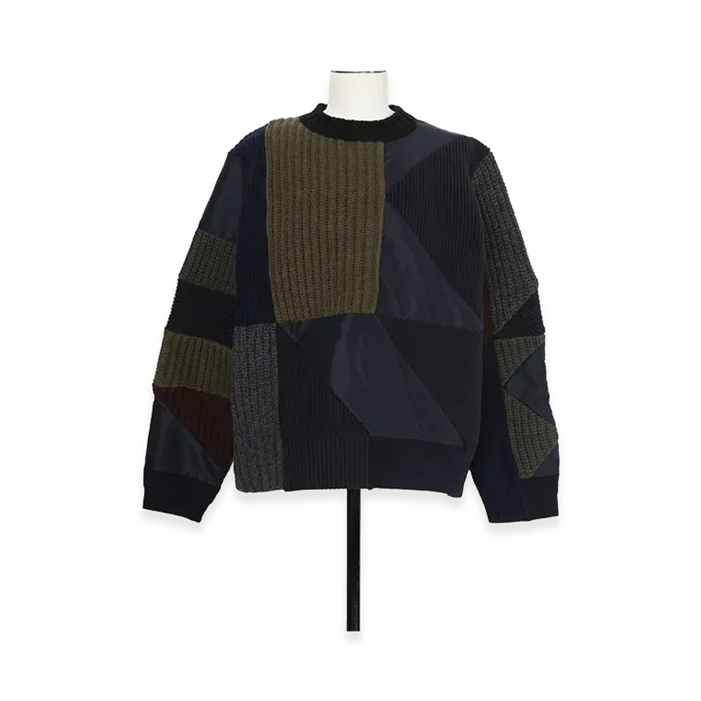 sacai x A.P.C. Quilts Knit Pullover "Navy Multi"