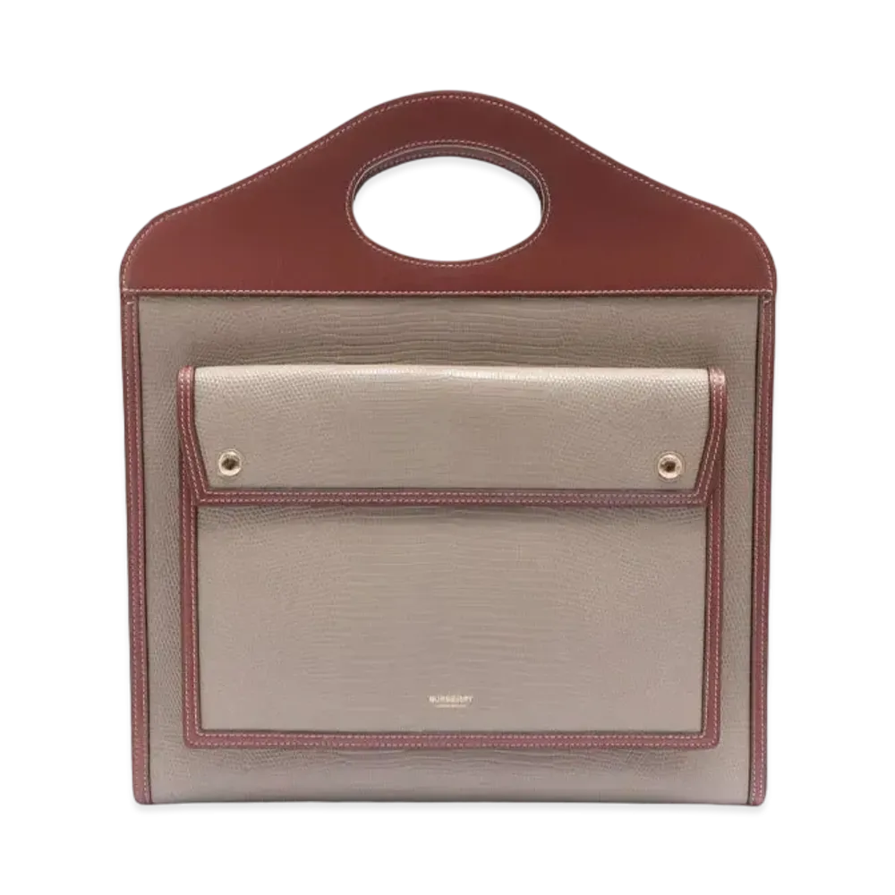 Burberry Topstitched Leather Pocket Bag "Khaki"