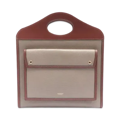 Burberry Topstitched Leather Pocket Bag "Khaki"