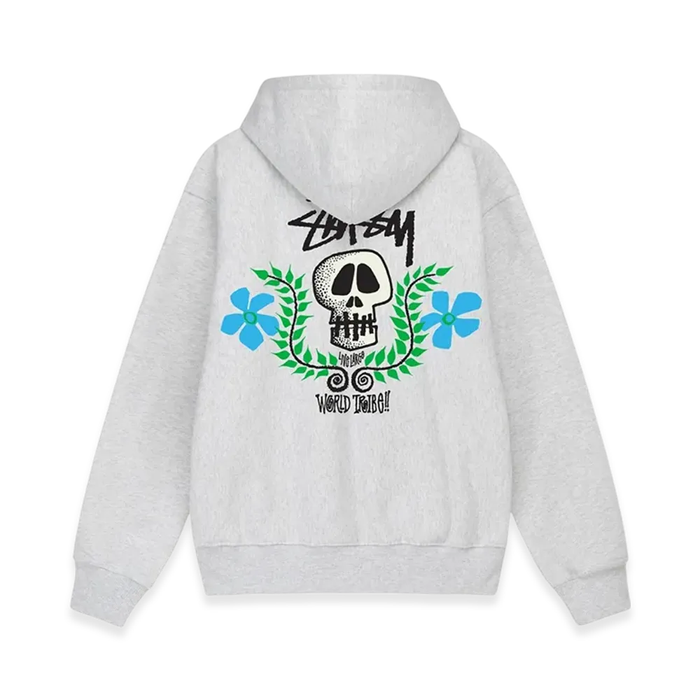 Stussy Skull Crest Zip Hoodie "Ash Heather"