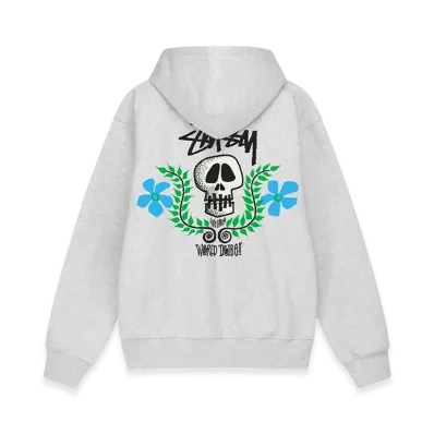 Stussy Skull Crest Zip Hoodie "Ash Heather"