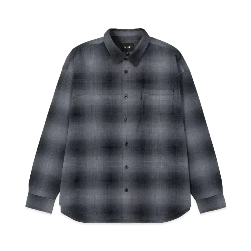 HUF OG Logo Pack Fall 24 Ombre Plaid Long Sleeve Shirt "Black"