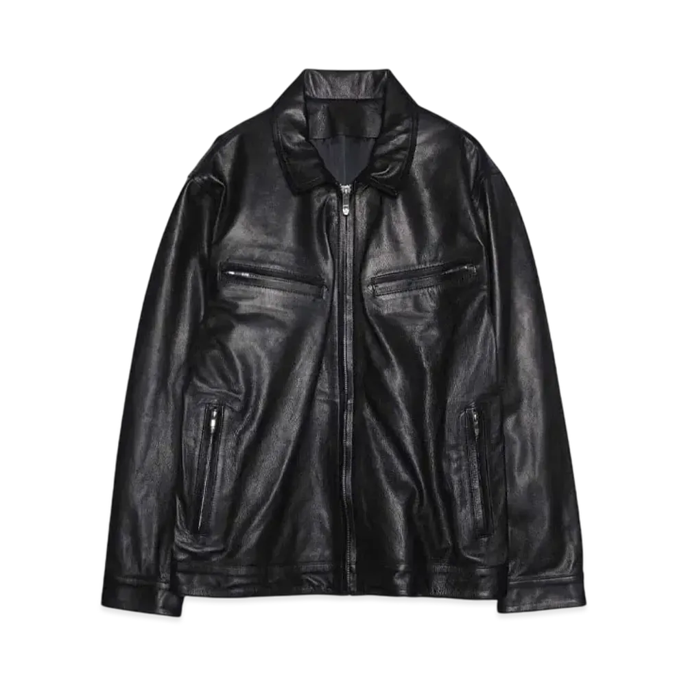 PORTER CLASSIC PC SINGLE RIDERS JACKETW/LOVE & PEACE SILVER "BLACK"