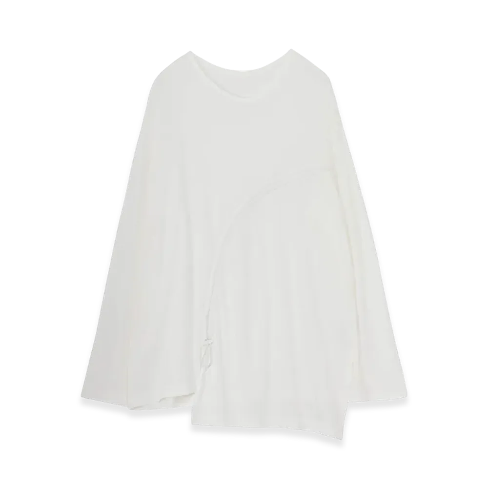 Ground Y C/Mo Jersey Curved Crawcord Long Sleeved T-Shirt "White"