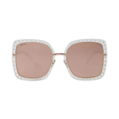 Jimmy Choo Dany Square Frame Sunglasses With Swarovski Crystals "Copper Gold"