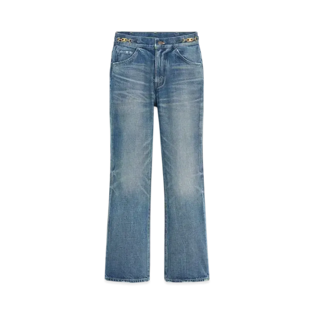 CELINE Dylan Flared Jeans With Signature In Union Wash Denim "Union Wash"