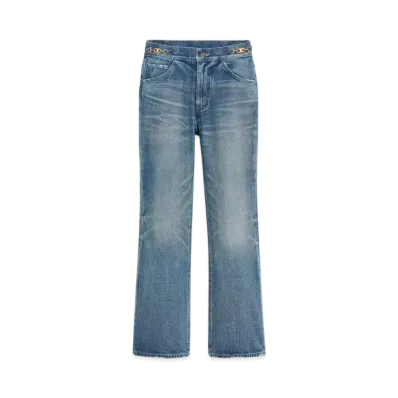 CELINE Dylan Flared Jeans With Signature In Union Wash Denim "Union Wash"