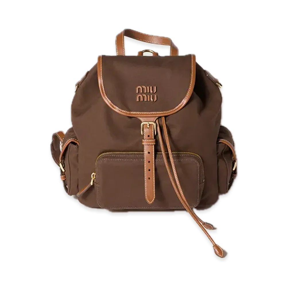 MIU MIU Canvas / Leather Backpack "Cocoa Brown/Brandy"