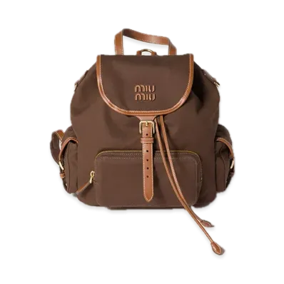MIU MIU Canvas / Leather Backpack "Cocoa Brown/Brandy"