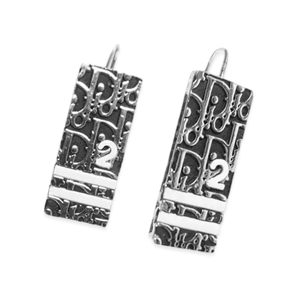 Dior Trotter Plate Earring "Black/Silver"