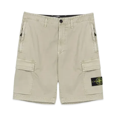 Stone Island L0804 Stretch Broken Twill Garment Dyed Cargo Bermuda Shorts - 22SS "Beige"
