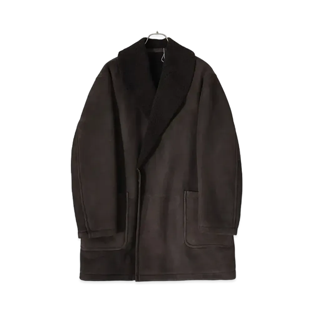 COMOLI Sheepskin Shawl Collar Coat "Brown"