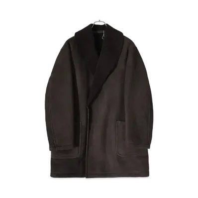 COMOLI Sheepskin Shawl Collar Coat "Brown"