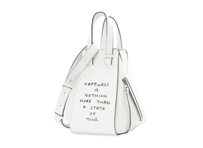 LOEWE Words Small Hammock Bag In Classic Calfskin "Soft White"