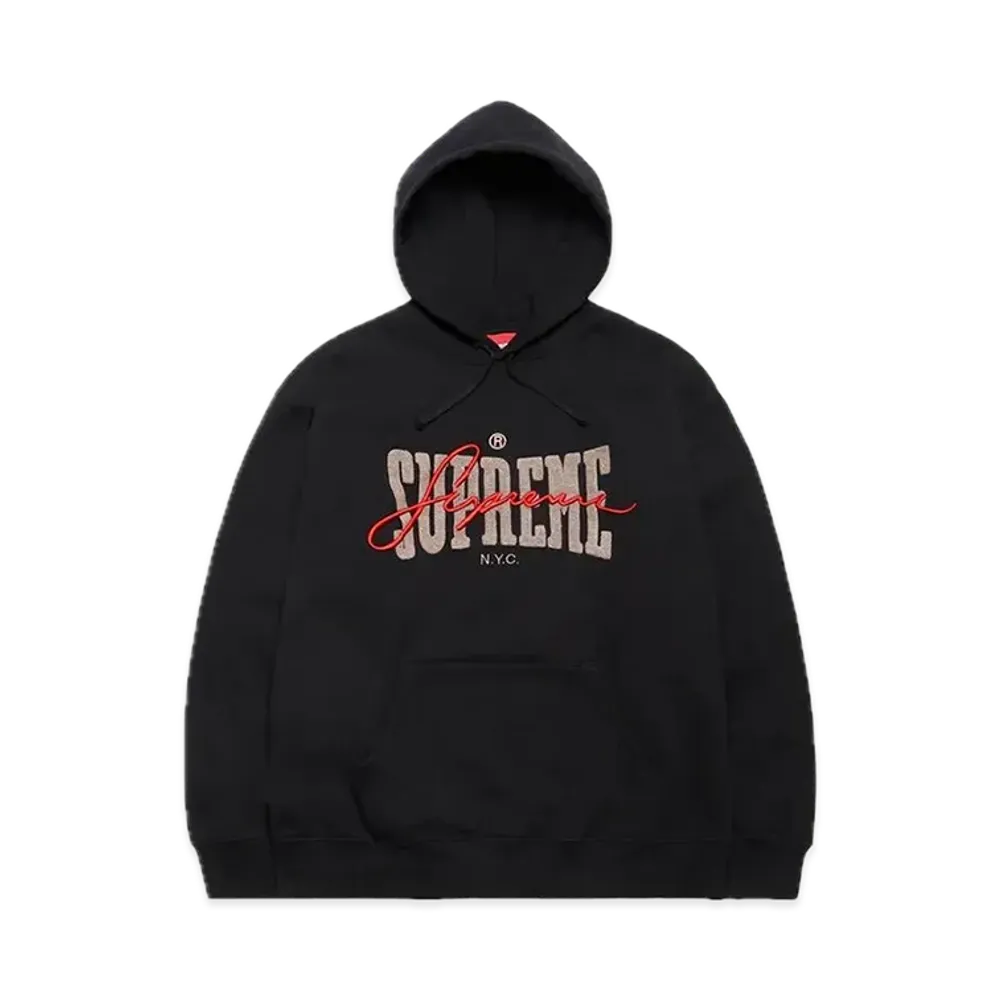 Supreme Embroidered Chenille Hooded Sweatshirt "Black"