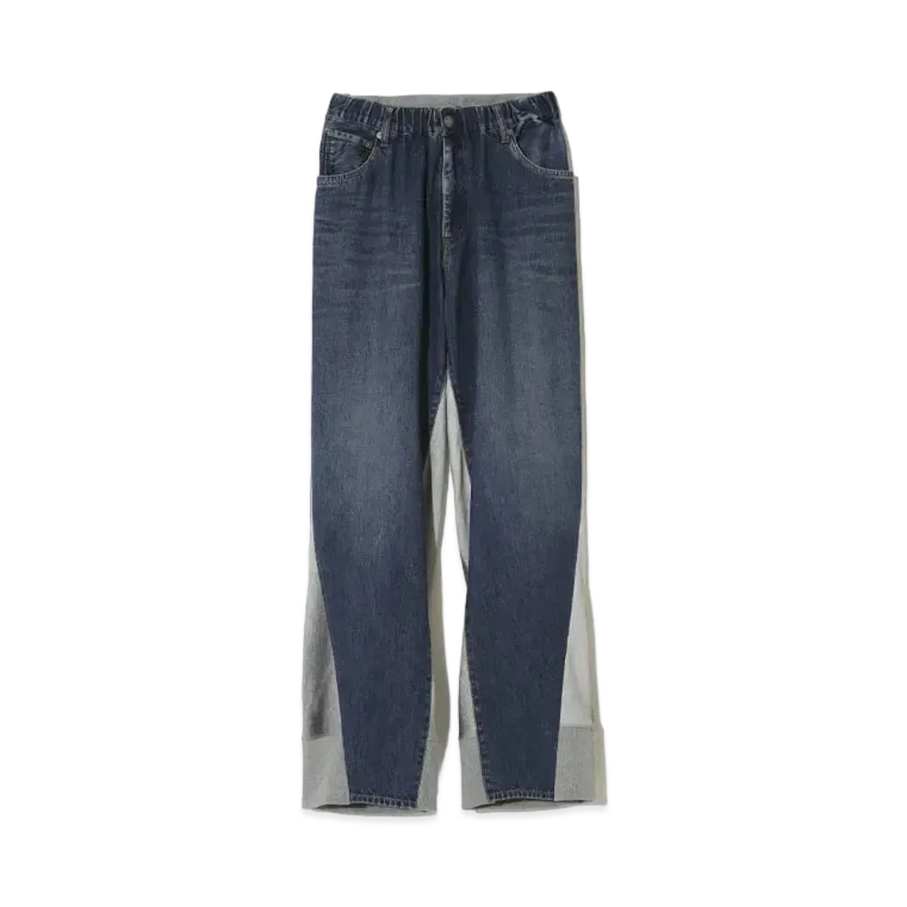 UNDERCOVER Cotton Sweatshirt Switching Denim Pants "Indigo"