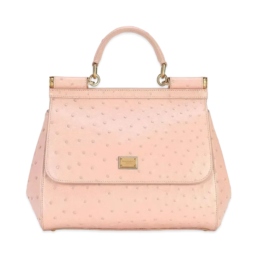 Dolce&Gabbana Sicily Bag Medium Ostrich Leather "Pink"