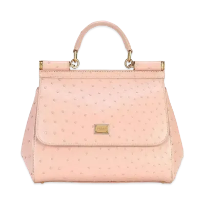 Dolce&Gabbana Sicily Bag Medium Ostrich Leather "Pink"