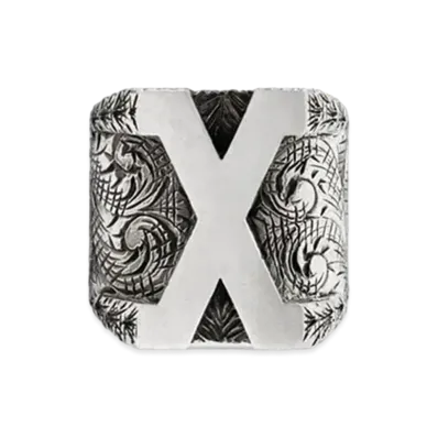GUCCI Alphabet "X" Silver Ring "Silver"