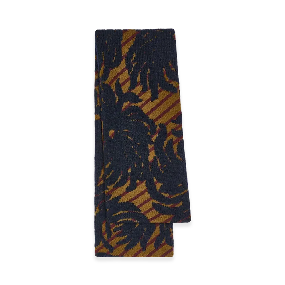 DRIES VAN NOTEN Women's Jacquard Wool Scarf "Navy"