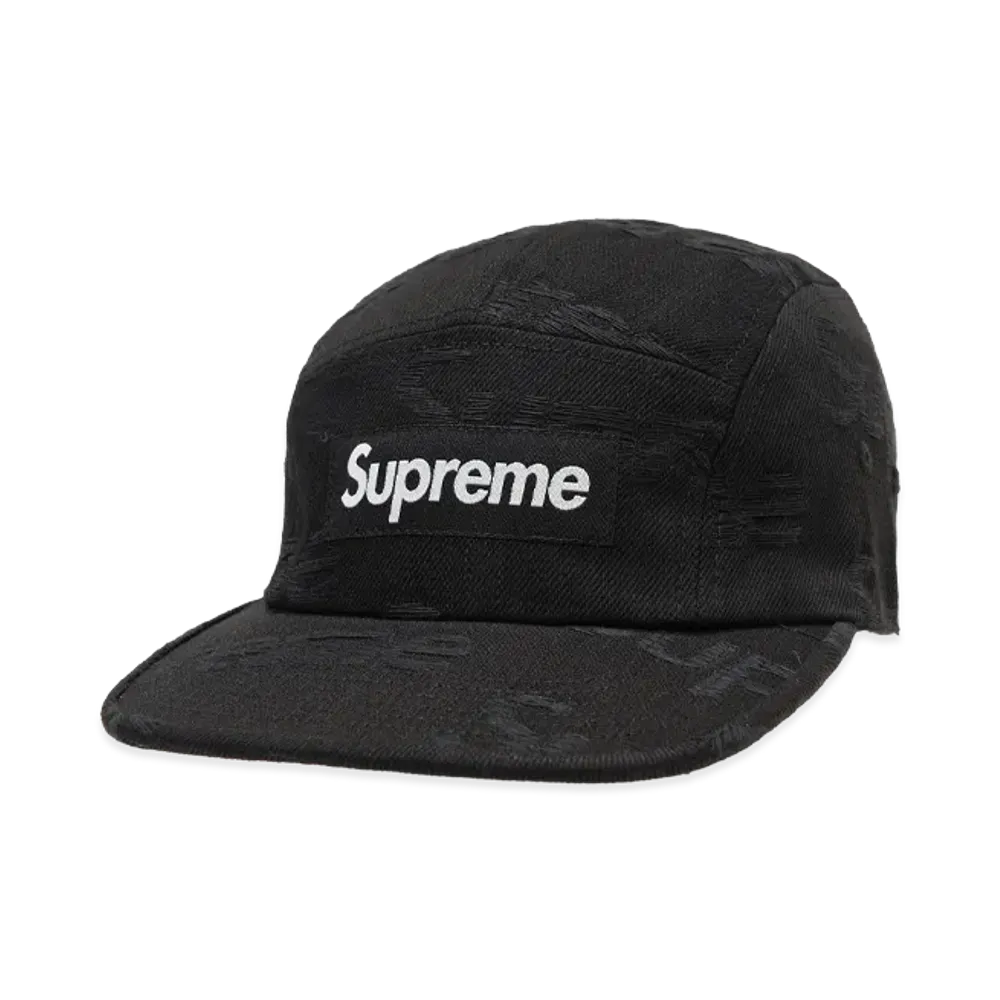 Supreme Jacquard Logos Denim Camp Cap "Black"