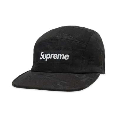 Supreme Jacquard Logos Denim Camp Cap "Black"
