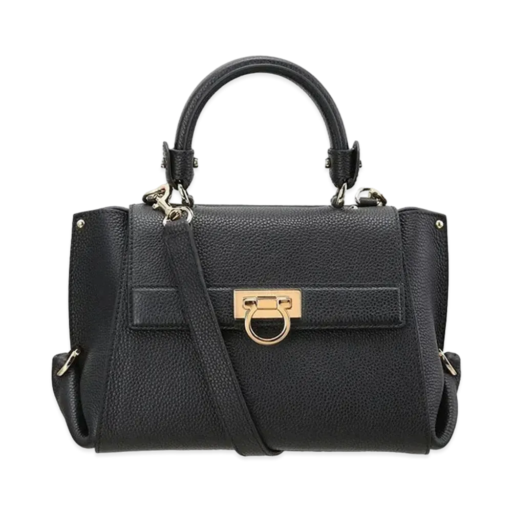 Salvatore Ferragamo Sofia Gancini Leather 2WAY Bag "Black"