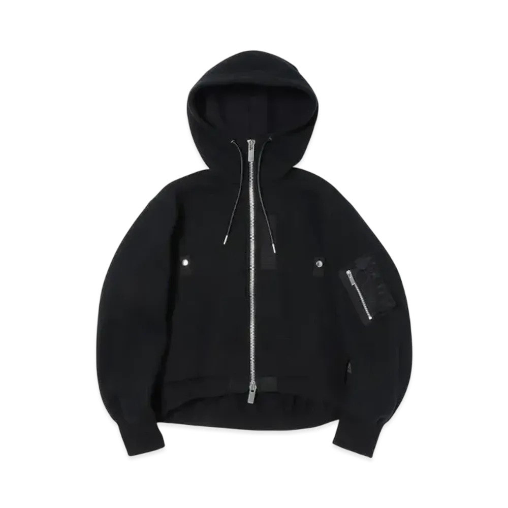 sacai Sponge Sweat x Nylon Twill Hoodie "Black/Black"