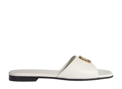 GUCCI Women's Slide Sandal with Double G "White Leather"