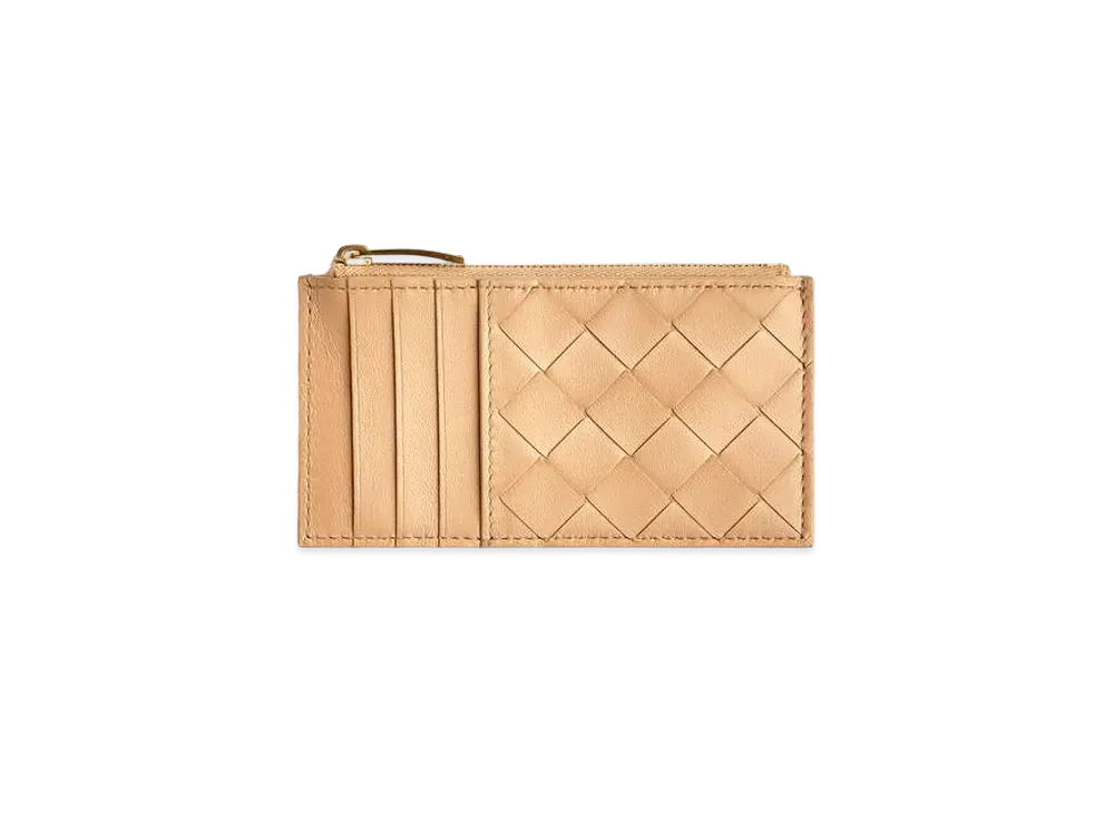 Bottega Veneta Zipped Card Holder "Almond"