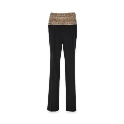 STELLA McCARTNEY Women's Crystal-Embellished Wool Trousers "Black"