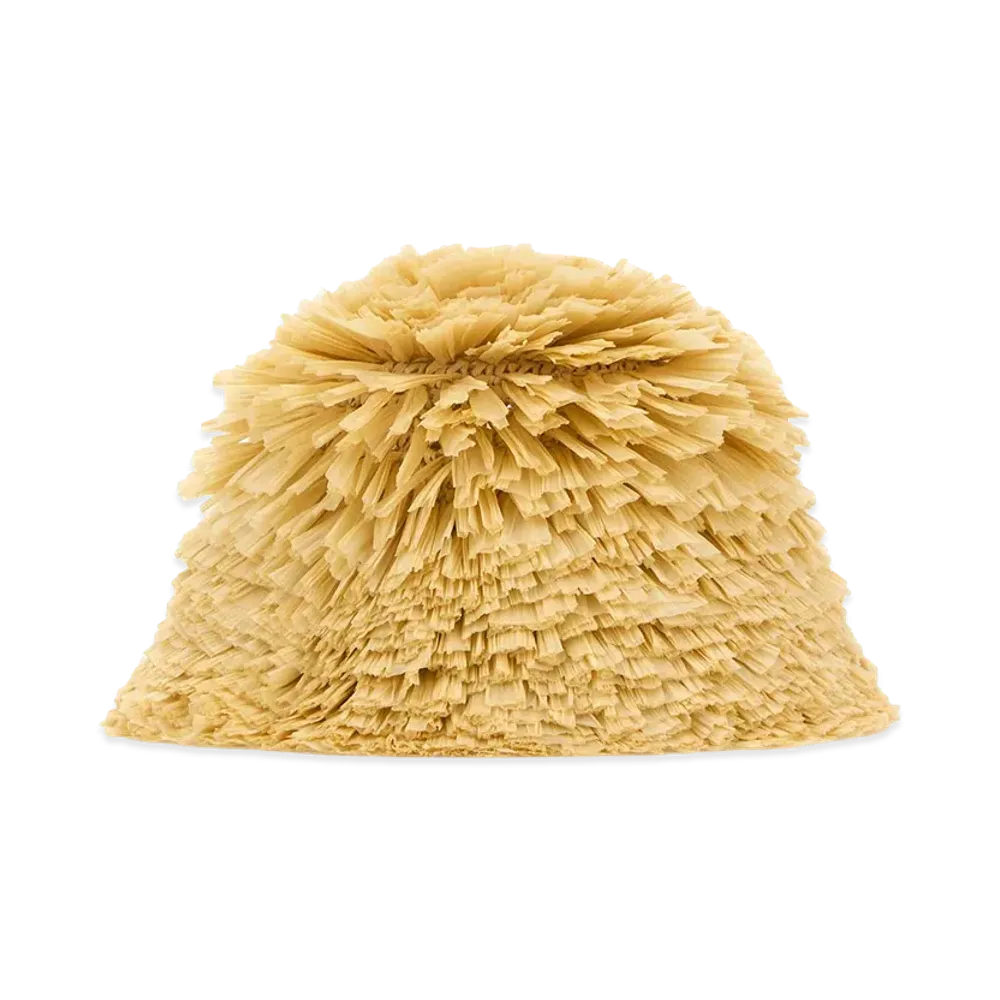 PRADA Women's Embellished Raffia Bucket Hat "Beige"