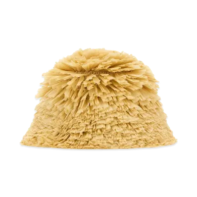 PRADA Women's Embellished Raffia Bucket Hat "Beige"