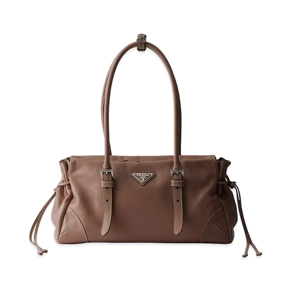 PRADA Bonnie Antique Leather Medium Tote Bag "Chestnut Brown"
