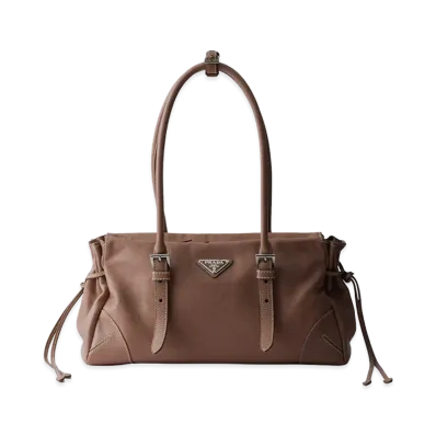 PRADA Bonnie Antique Leather Medium Tote Bag "Chestnut Brown"