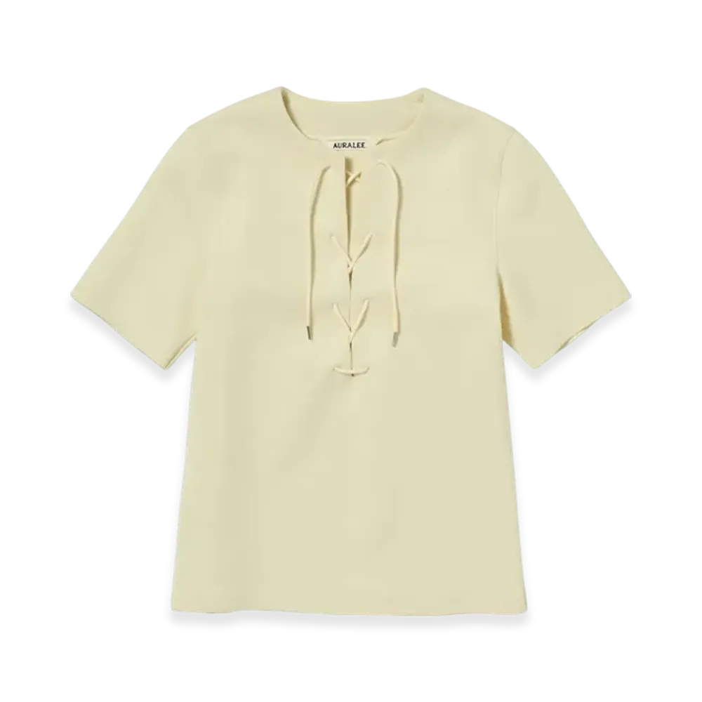 AURALEE Wetsuit Jersey Lace Up Tee "Ivory Beige"