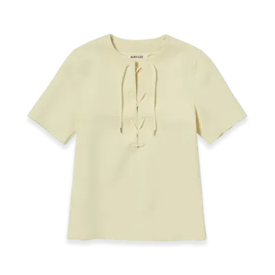 AURALEE Wetsuit Jersey Lace Up Tee "Ivory Beige"