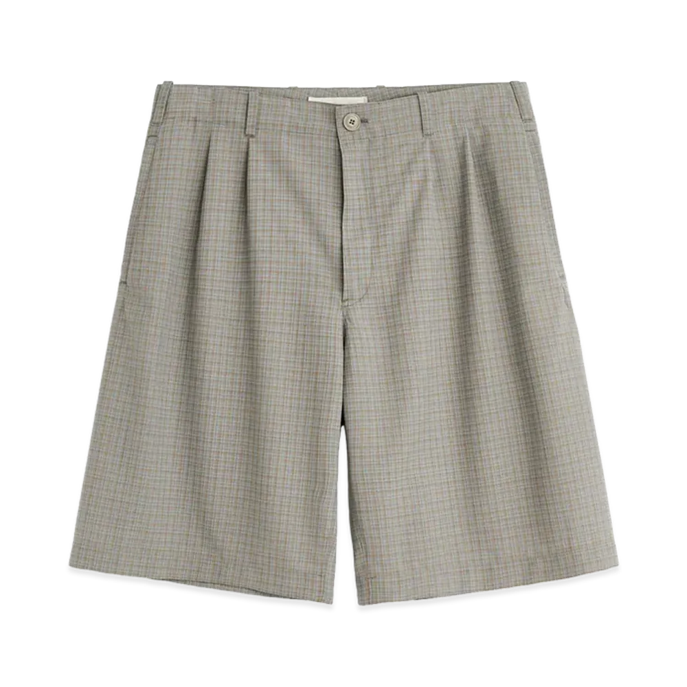 OUR LEGACY Ponte Shorts "Frosted Moss Check Nexwool"